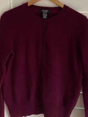 Lord Taylor 100 Cashmere Sweater Cardigan Deep Wine size medium